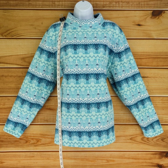 Croft & Barrow Fleece Pullover Sweatshirt Womens Size‎ XXL Blue Green Snowflakes - Picture 3 of 7